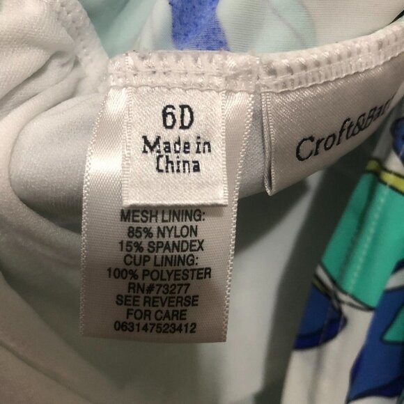 Tankini Size 6D Croft & Barrow Bathing Suit Swim Swimming White/Blue Floral - Picture 11 of 12